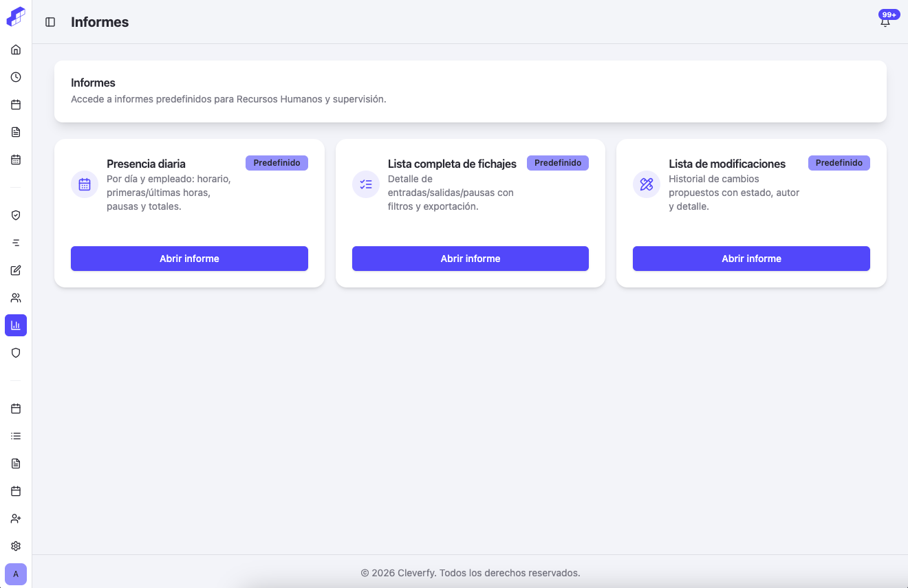 Captura de Informes automáticos para nómina e inspección en Cleverfy